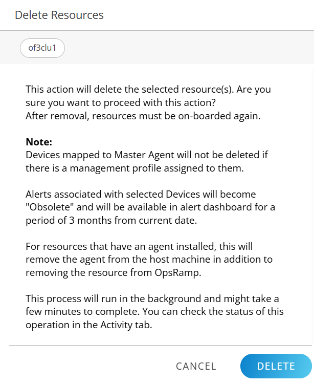 Remove confirmation popup