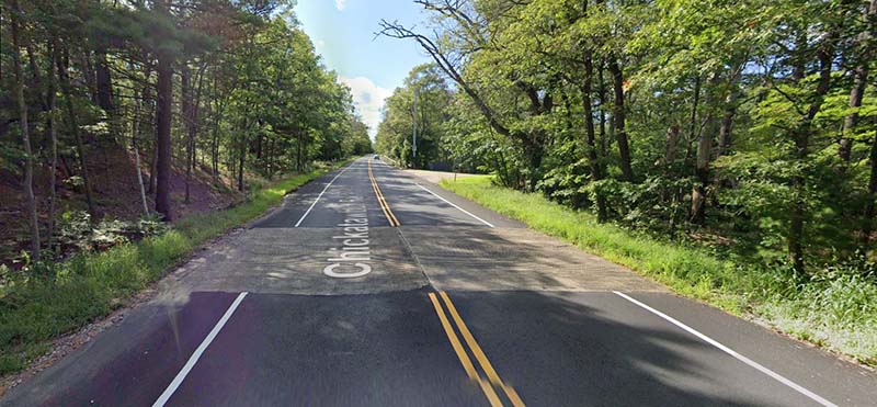 Figure 8: Transverse Rumble Strips on Chickatawbut Road at Purgatory Road. This image shows a screenshot from Google Street View that documents an existing installation of transverse rumble strips in the Blue Hills Reservation.