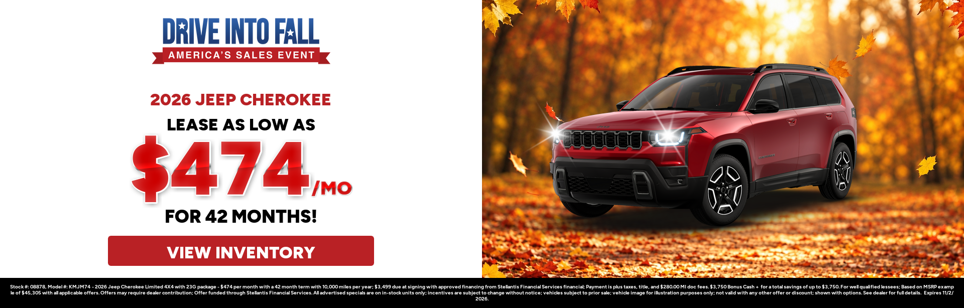 Best lease payments on a 2026 Jeep Cherokee near Greenville, Michigan