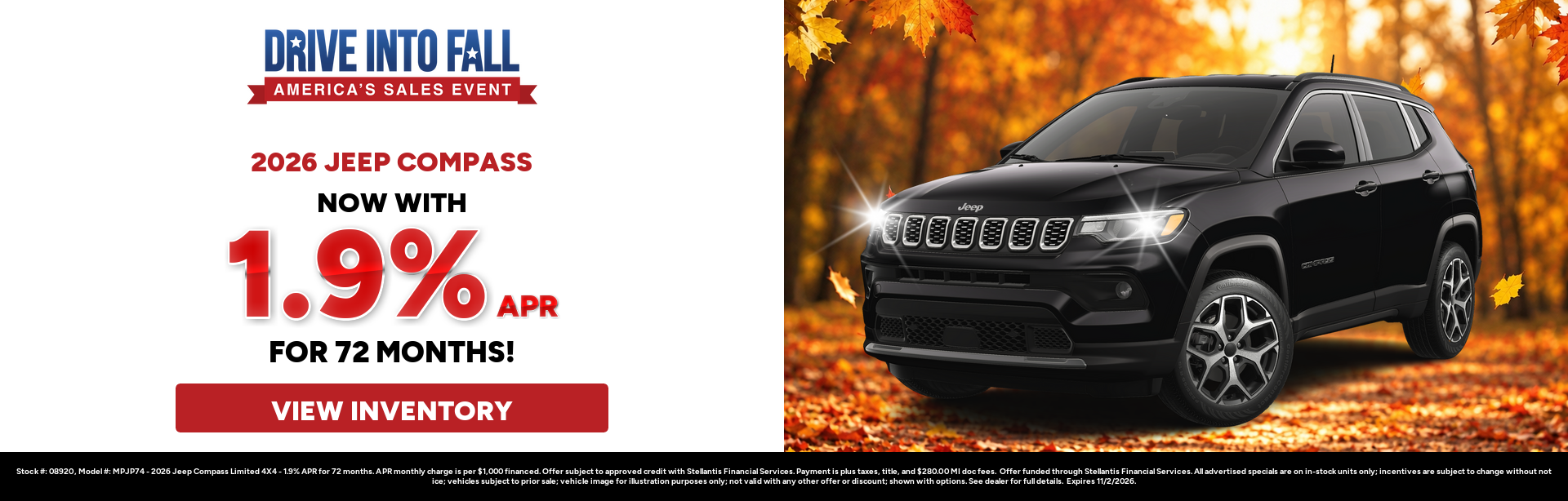 Best finance rates on a 2026 Jeep Compass near Mt Pleasant, MI