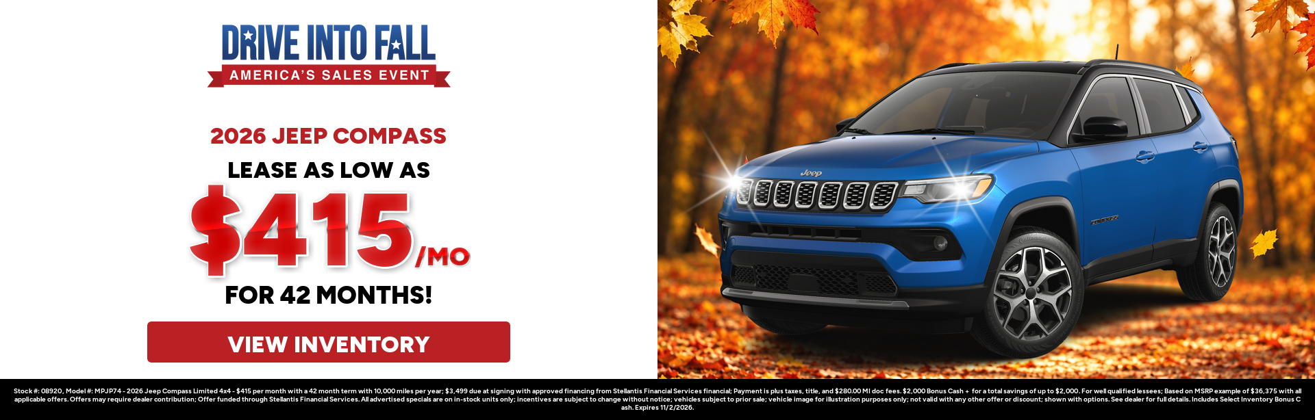 Best lease payments on a 2026 Jeep Compass near Alma, MI