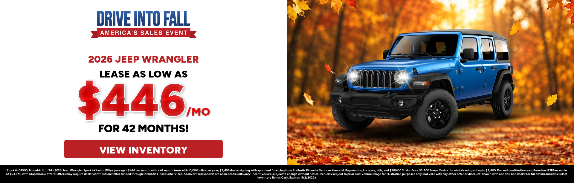 Best lease payments on a 2026 Jeep Wrangler near Alma, Michigan