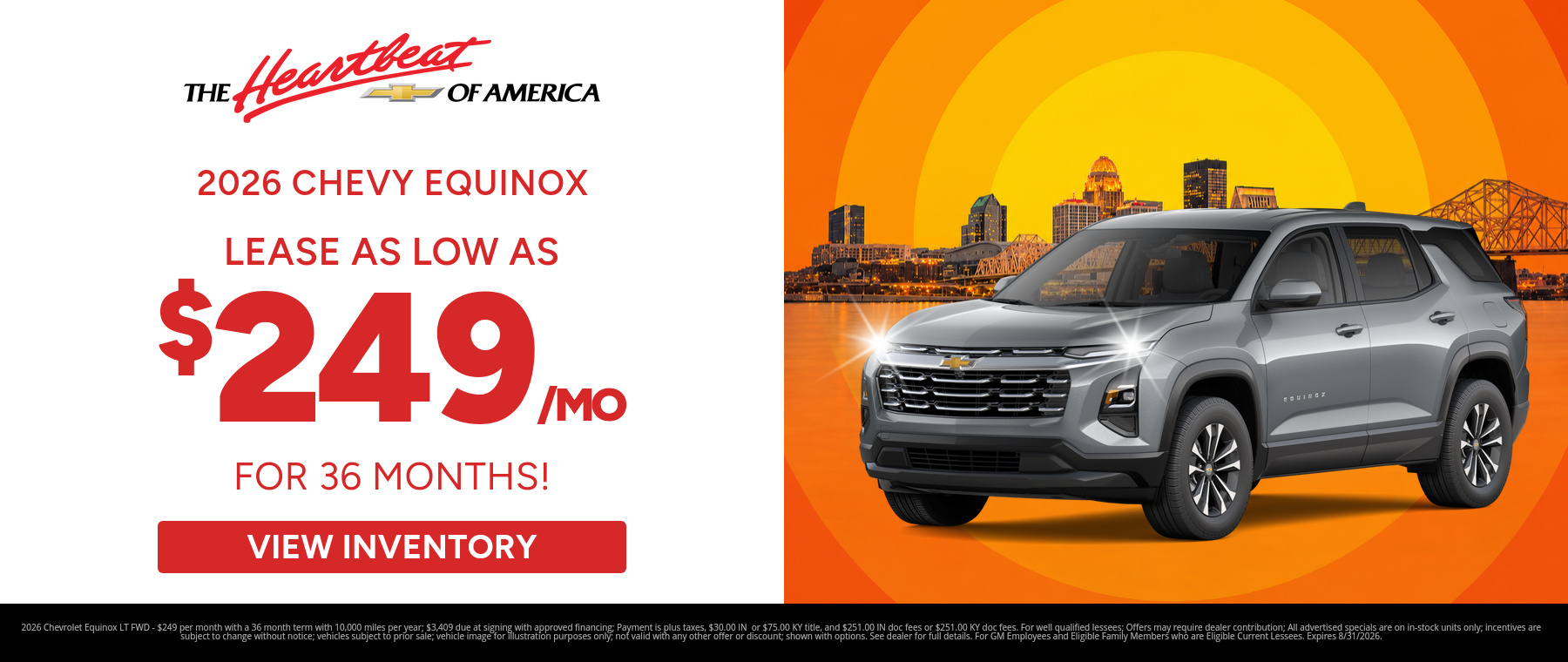 Best lease payments on a 2026 Chevrolet Equinox near Louisville, Indiana