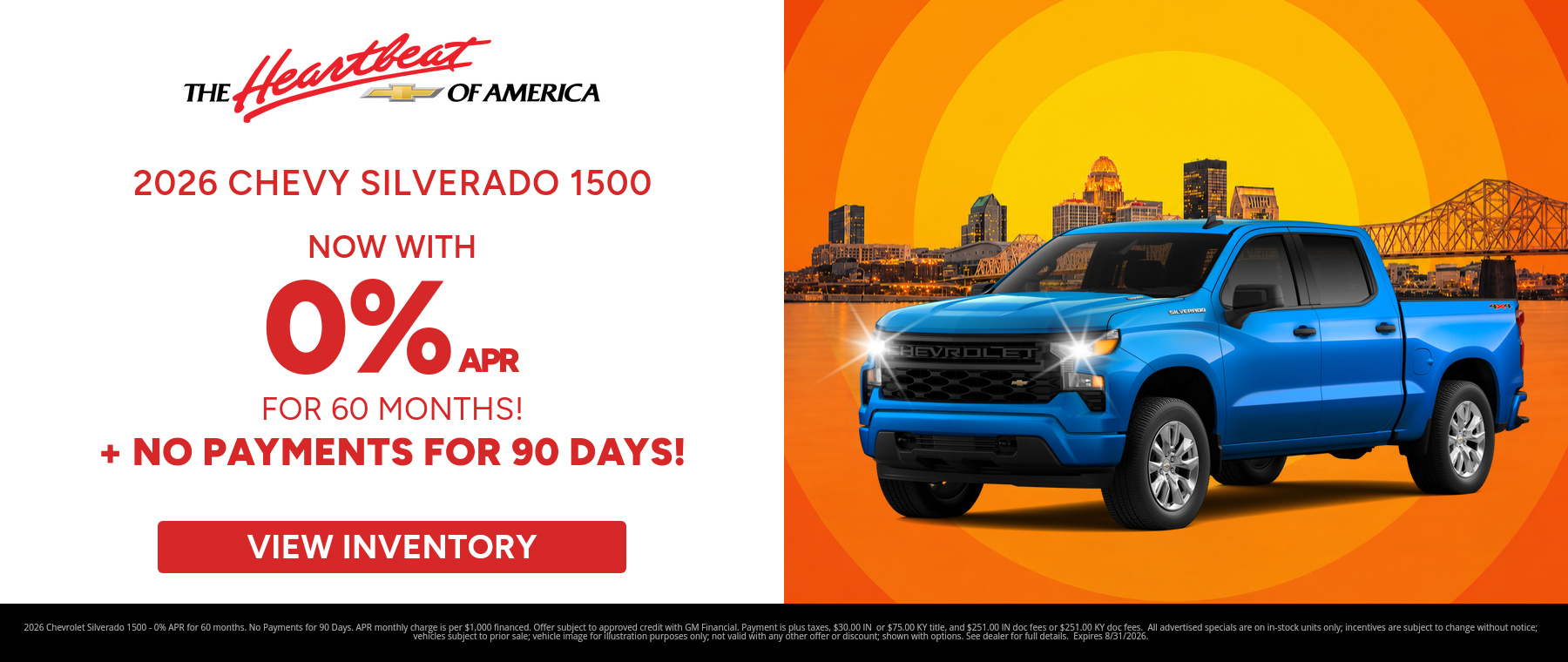 Best finance rates on a 2026 Chevrolet Silverado 1500 near New Albany, IN