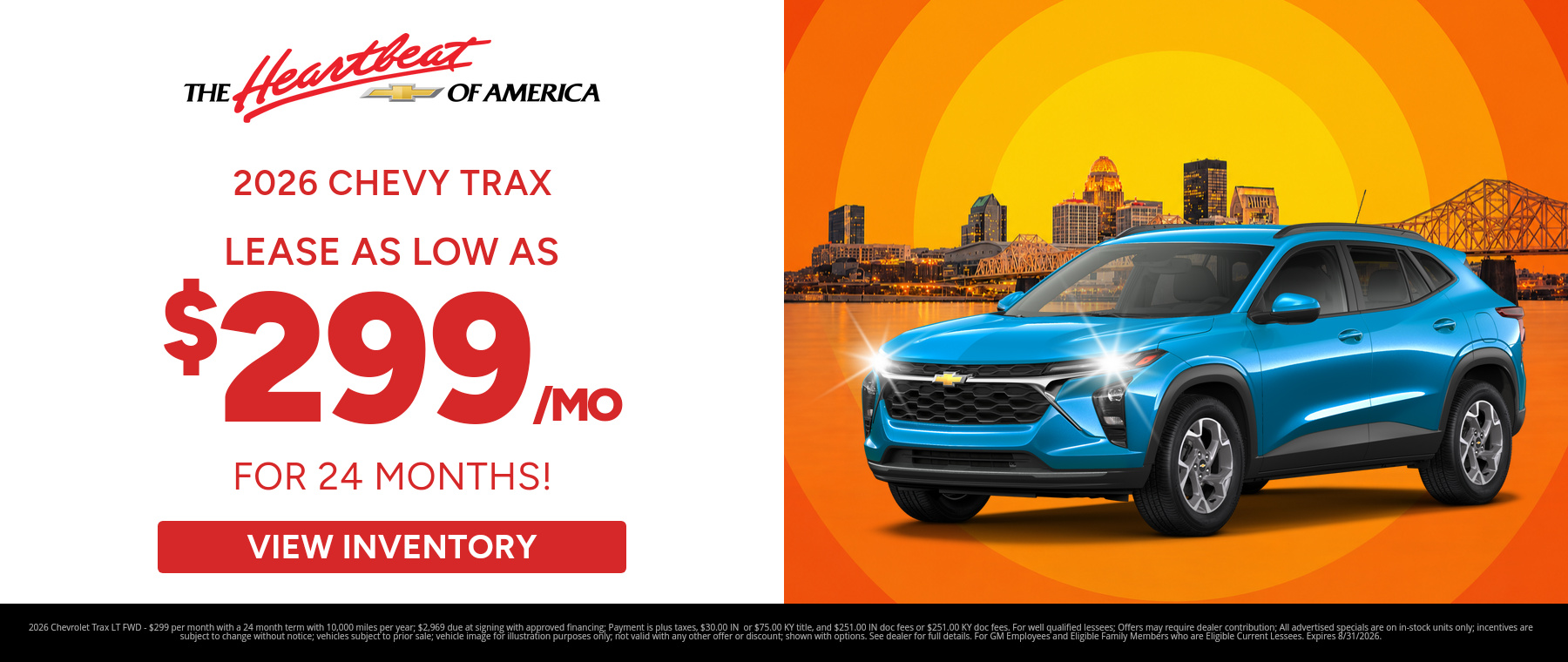 Best lease payments on a 2026 Chevrolet Trax near New Albany, Indiana