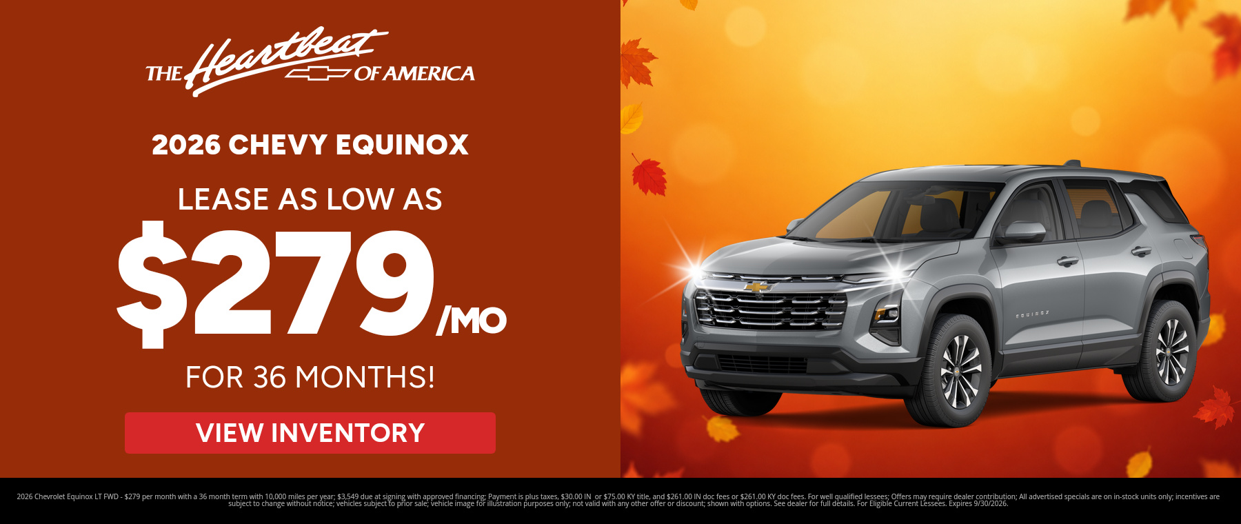 Best lease payments on a 2026 Chevrolet Equinox near Sellersburg, Indiana