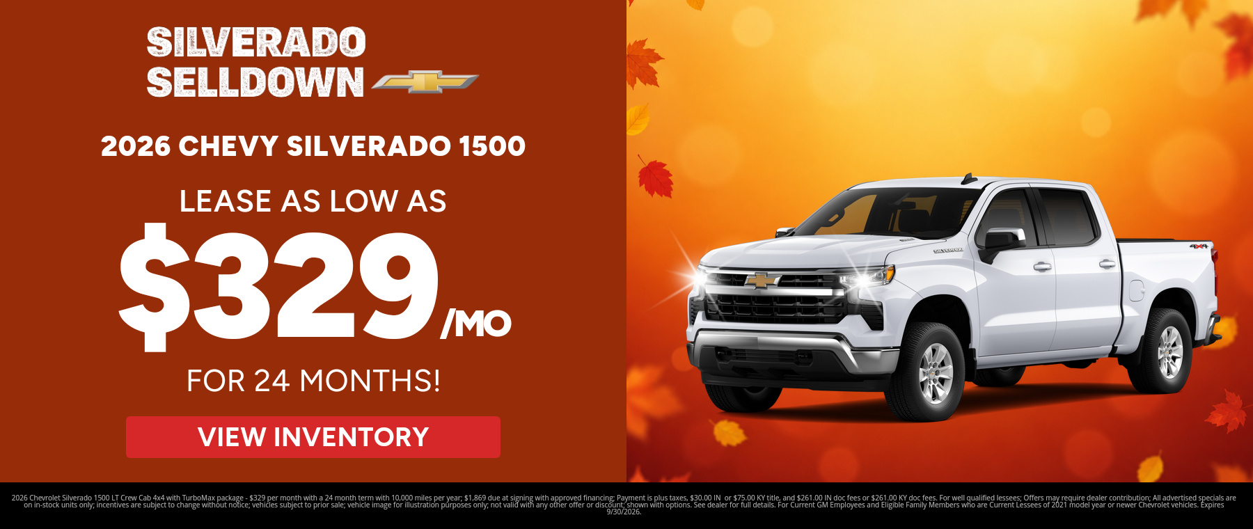 Best lease payments on a 2026 Chevrolet Silverado 1500 near Louisville, Indiana