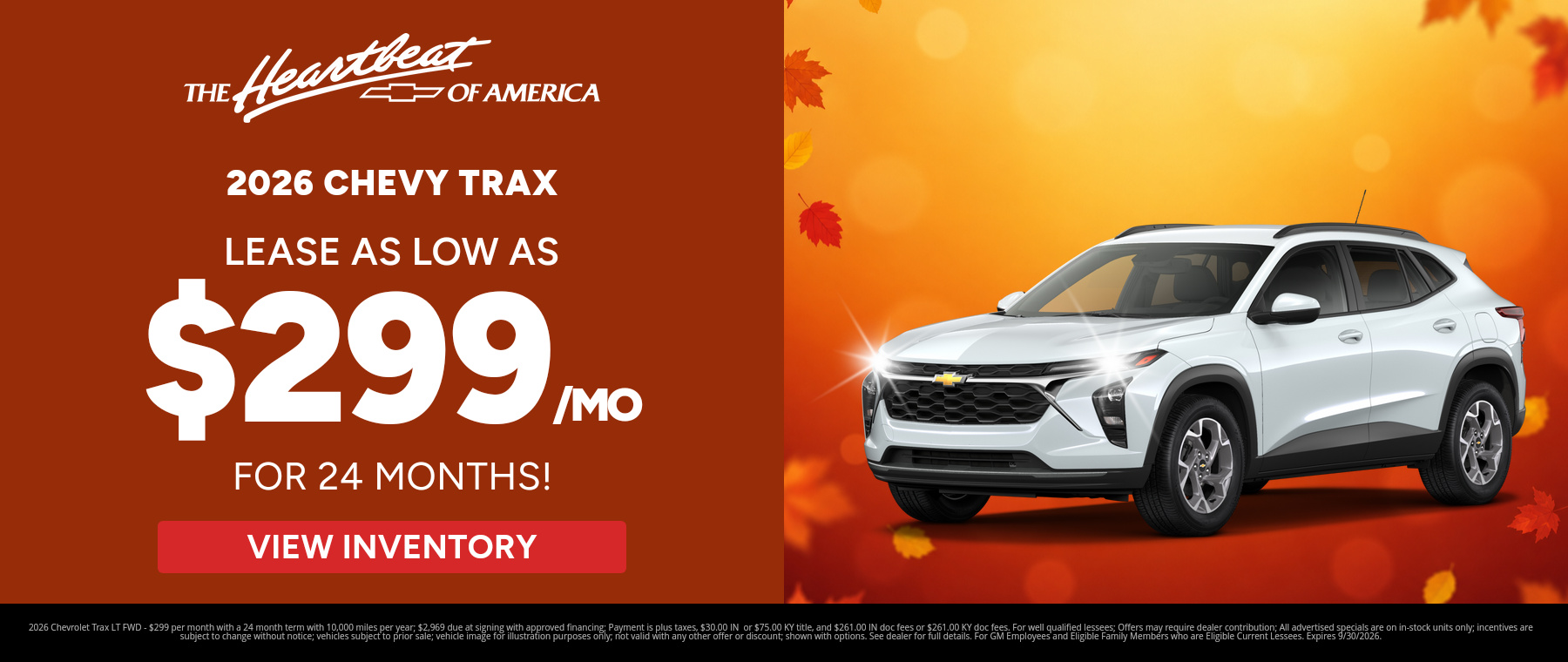 Best lease payments on a 2026 Chevrolet Trax near New Albany, Indiana