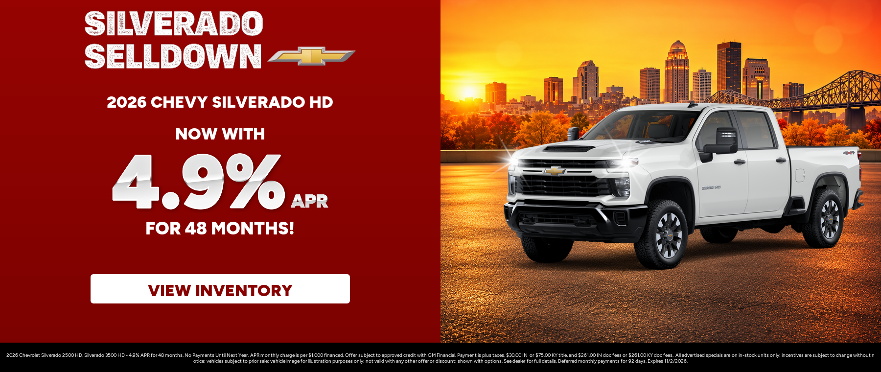 Best finance rates on a 2026 Chevrolet Silverado 2500 HD, Silverado 3500 HD near Clarksville, Indiana