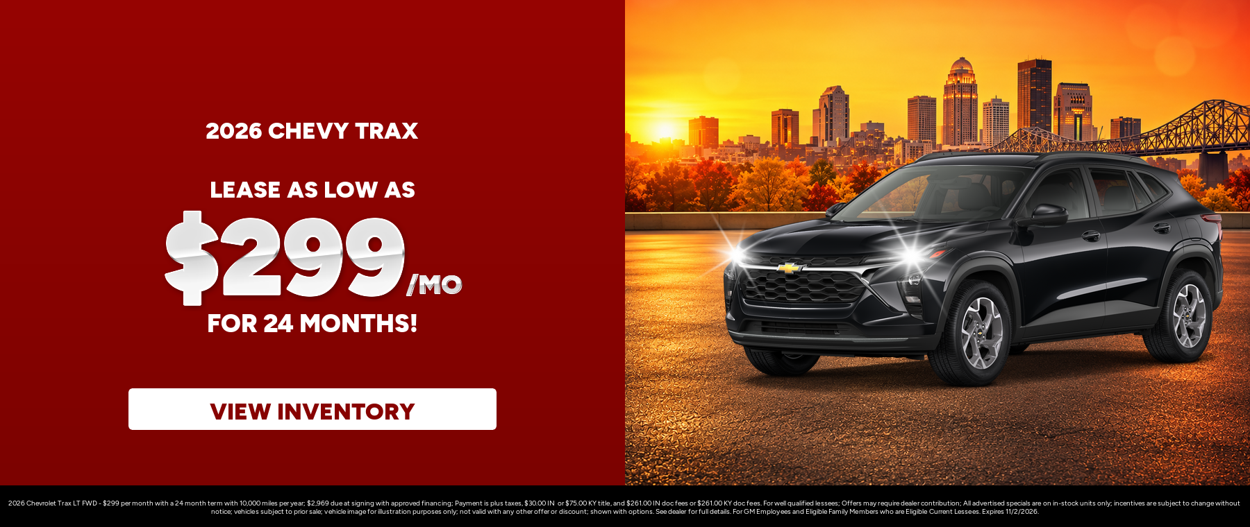 Best lease payments on a 2026 Chevrolet Trax near Jeffersonville, Indiana