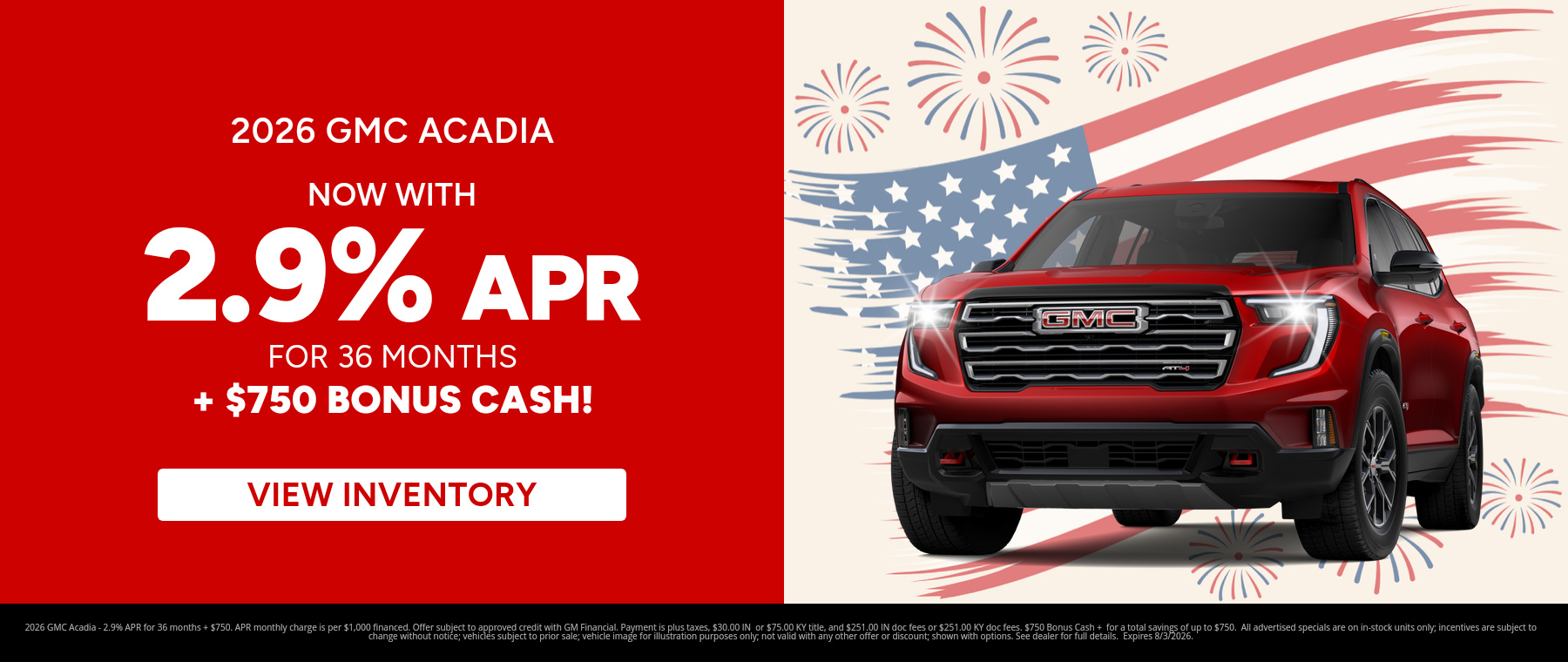 Best finance rates on a 2026 GMC Acadia near Clarksville, Indiana