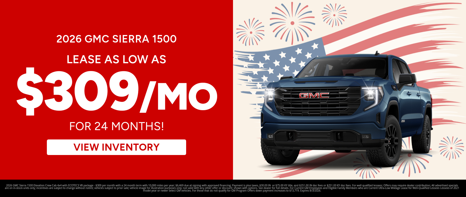 Best lease payments on a 2026 GMC Sierra 1500 near New Albany, IN