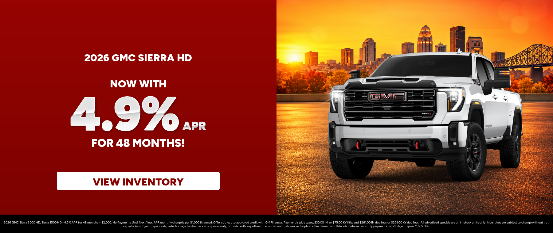 Best finance rates on a 2026 GMC Sierra 2500 HD, Sierra 3500 HD near Clarksville, Indiana