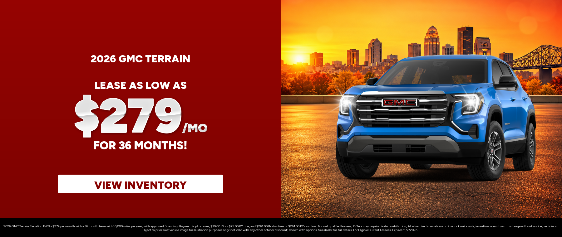 Best lease payments on a 2026 GMC Terrain near Clarksville, IN