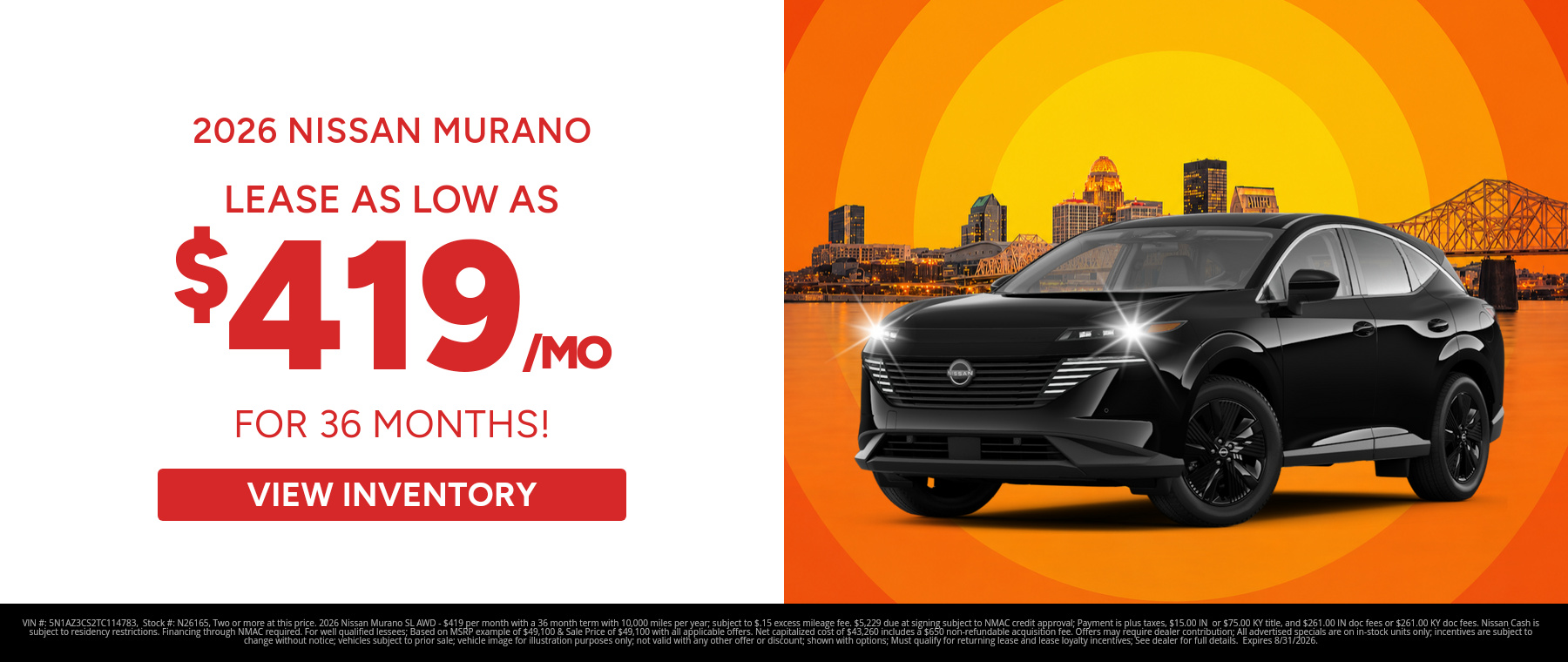 Best lease payments on a 2026 Nissan Murano near Sellersburg, Indiana