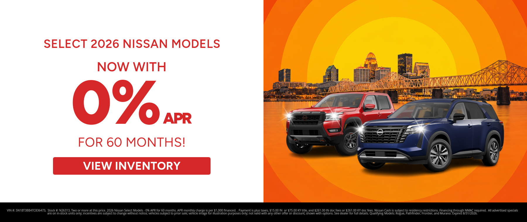 Best finance rates on a 2026 Nissan Select Models near Clarksville, Indiana