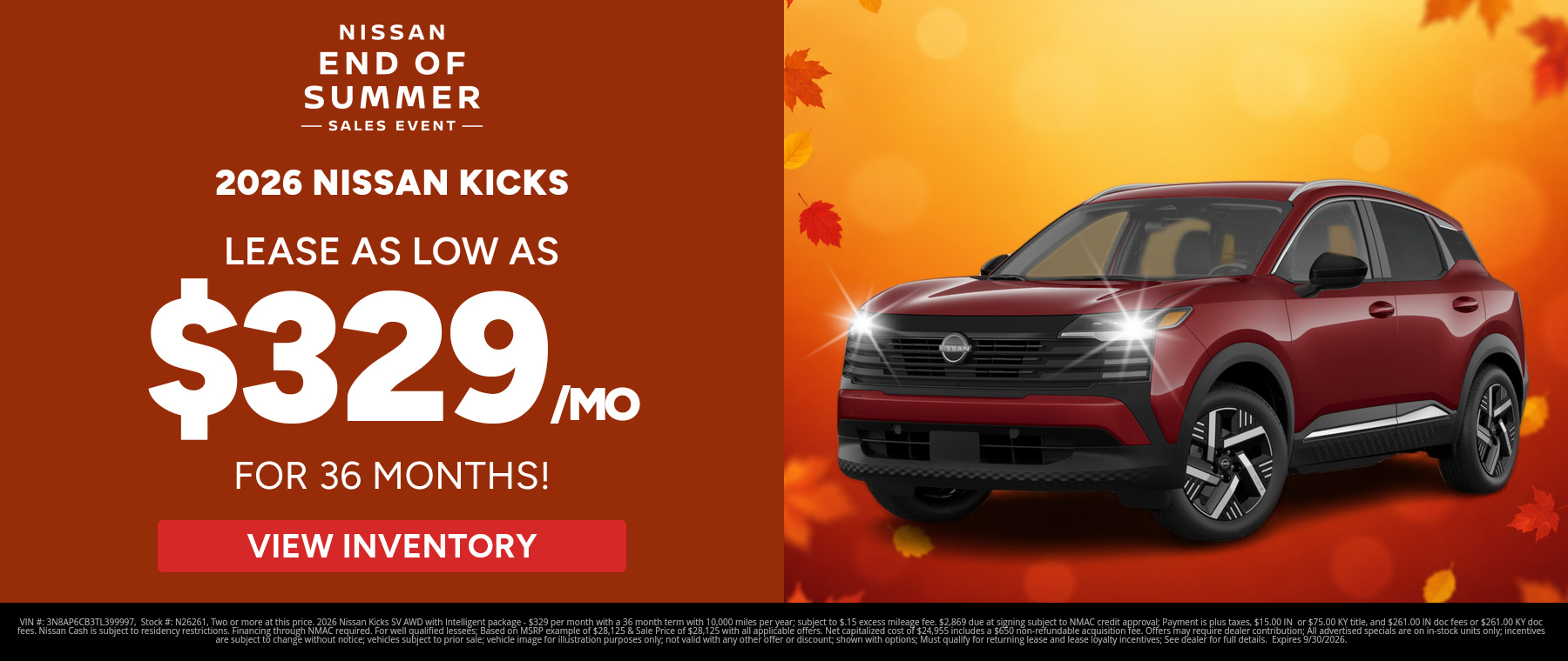 Best lease payments on a 2026 Nissan Kicks near New Albany, Indiana