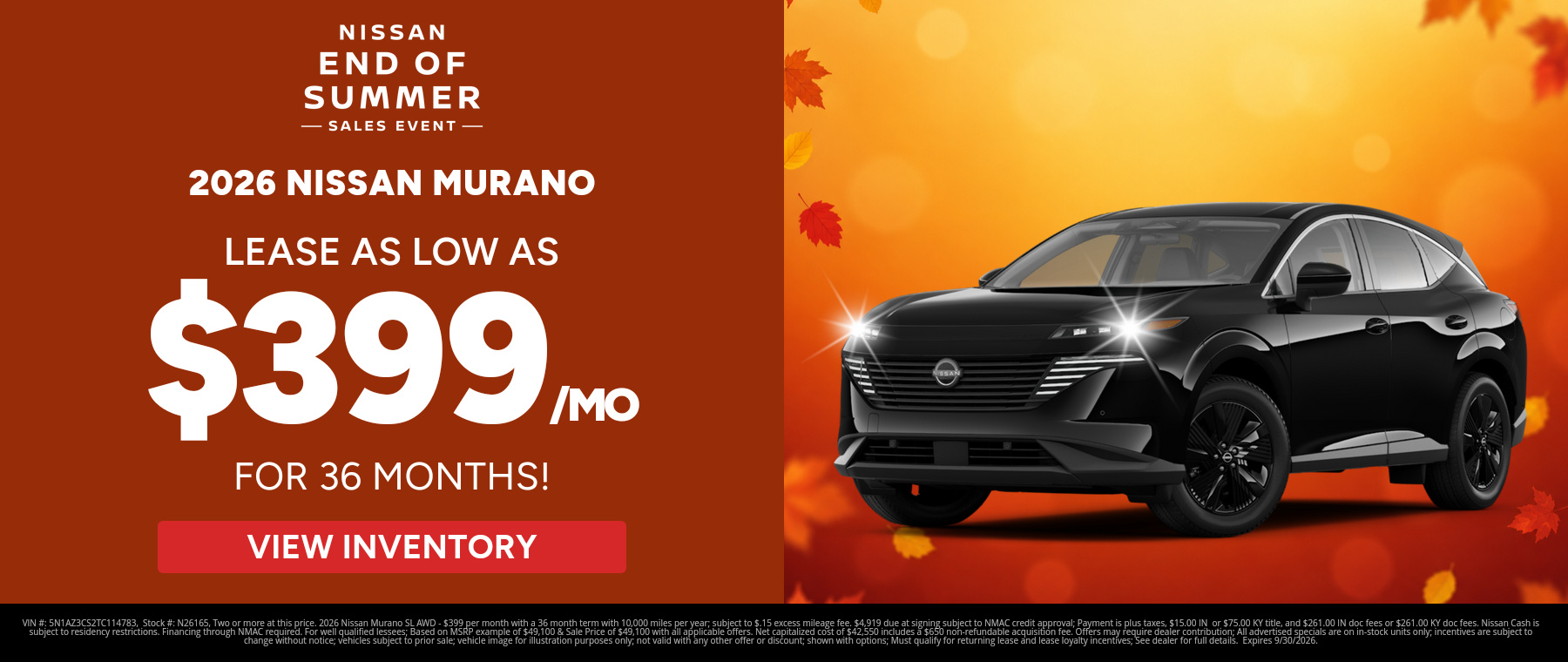 Best lease payments on a 2026 Nissan Murano near Clarksville, IN