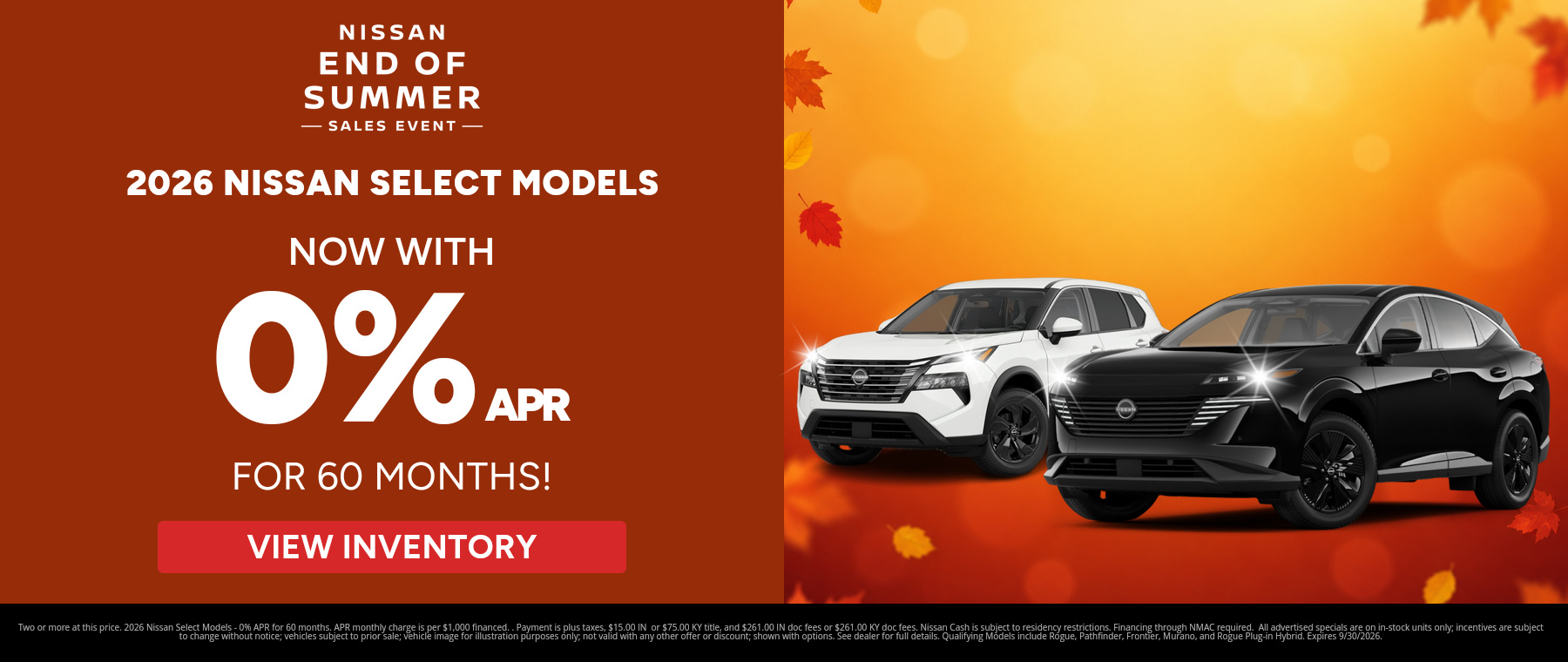 Best finance rates on a 2026 Nissan Select Models near Sellersburg, Indiana