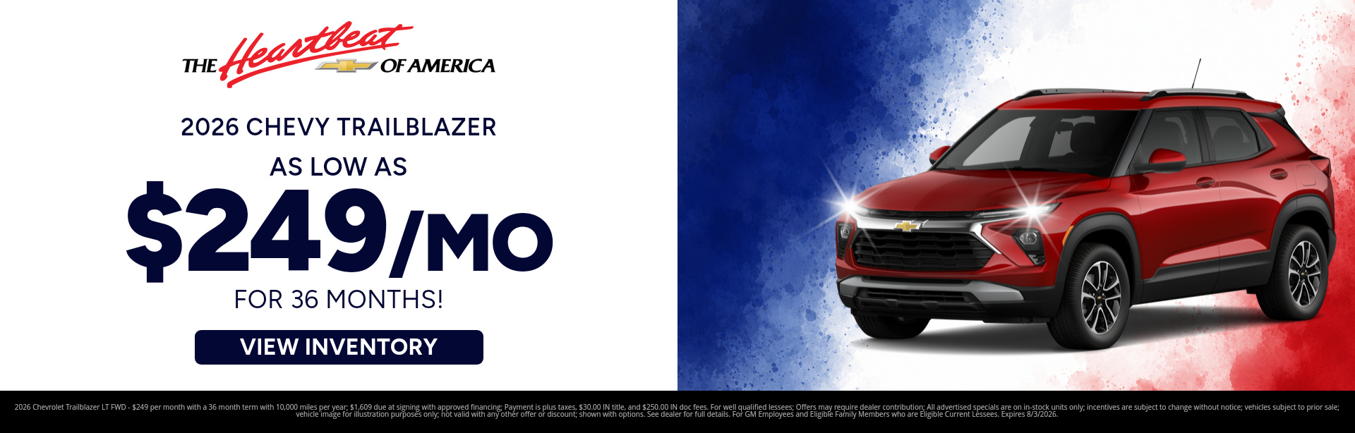 Best lease payments on a 2026 Chevrolet Trailblazer near Kokomo, Indiana