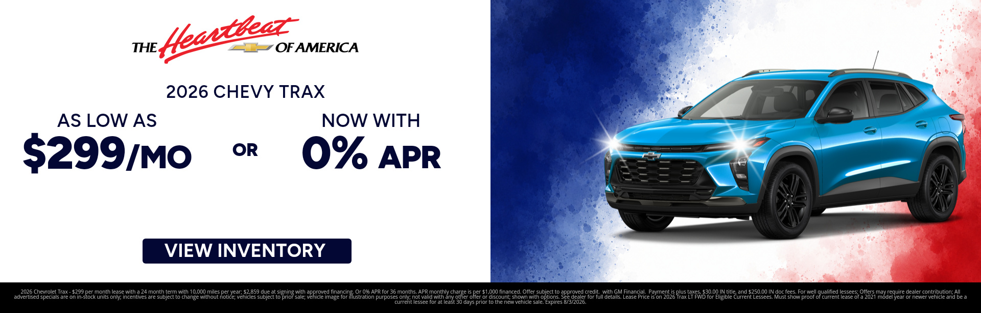 New 2026 Chevrolet Trax special offer near Logansport, IN