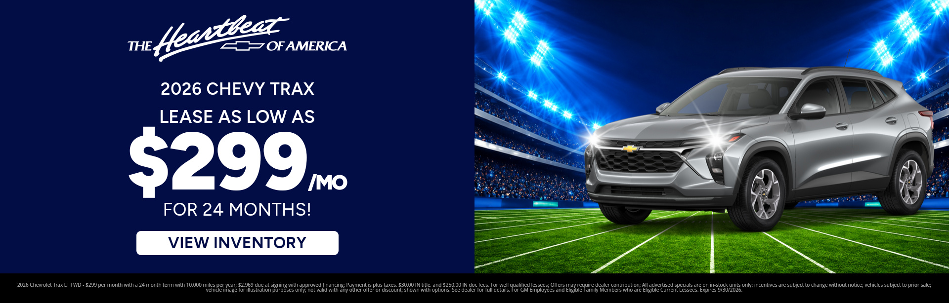 Best lease payments on a 2026 Chevrolet Trax near Peru, Indiana