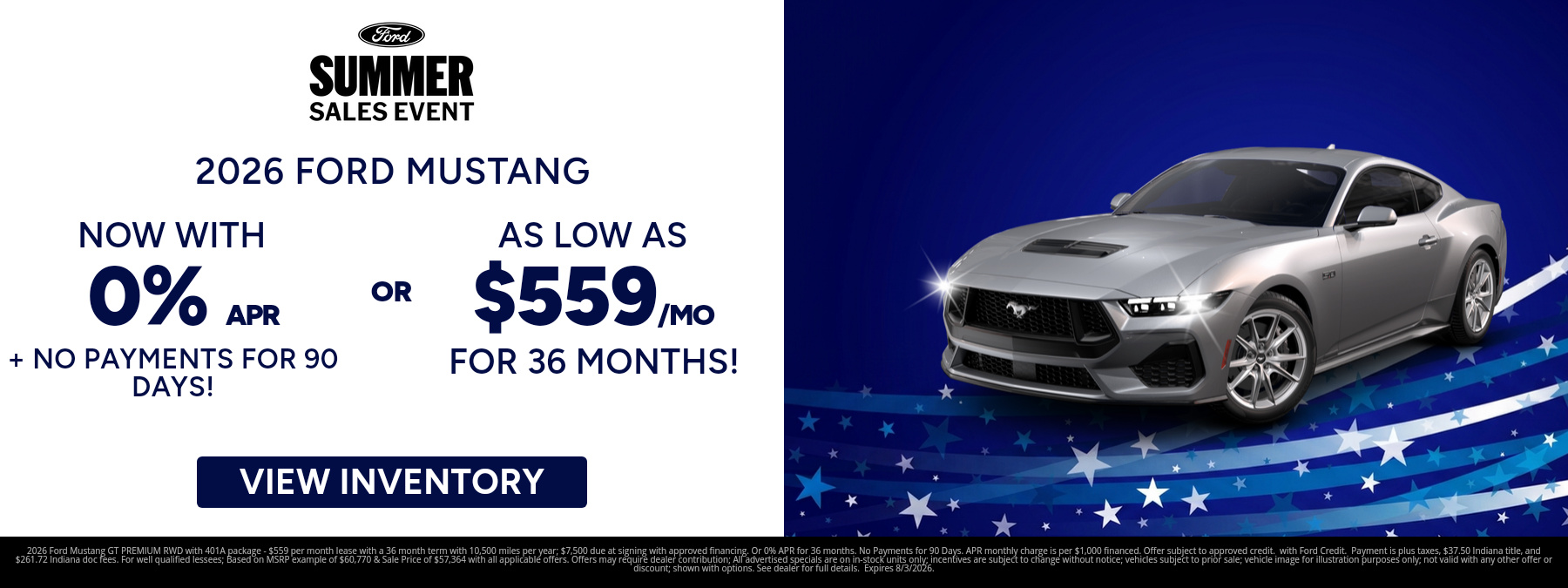New 2026 Ford Mustang special offer near Marion, IN