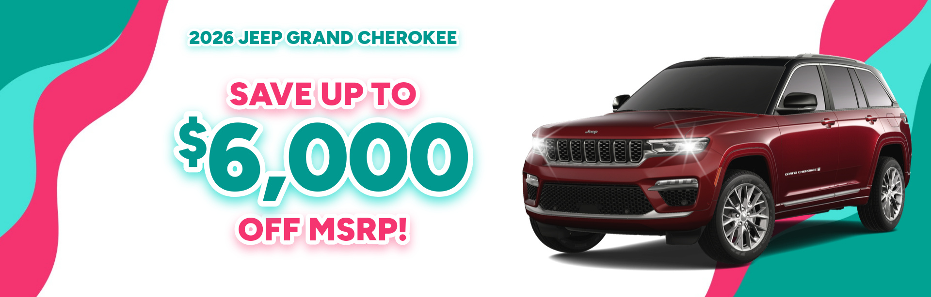 Rebate special on a 2026 Jeep Grand Cherokee near Kendallville, IN