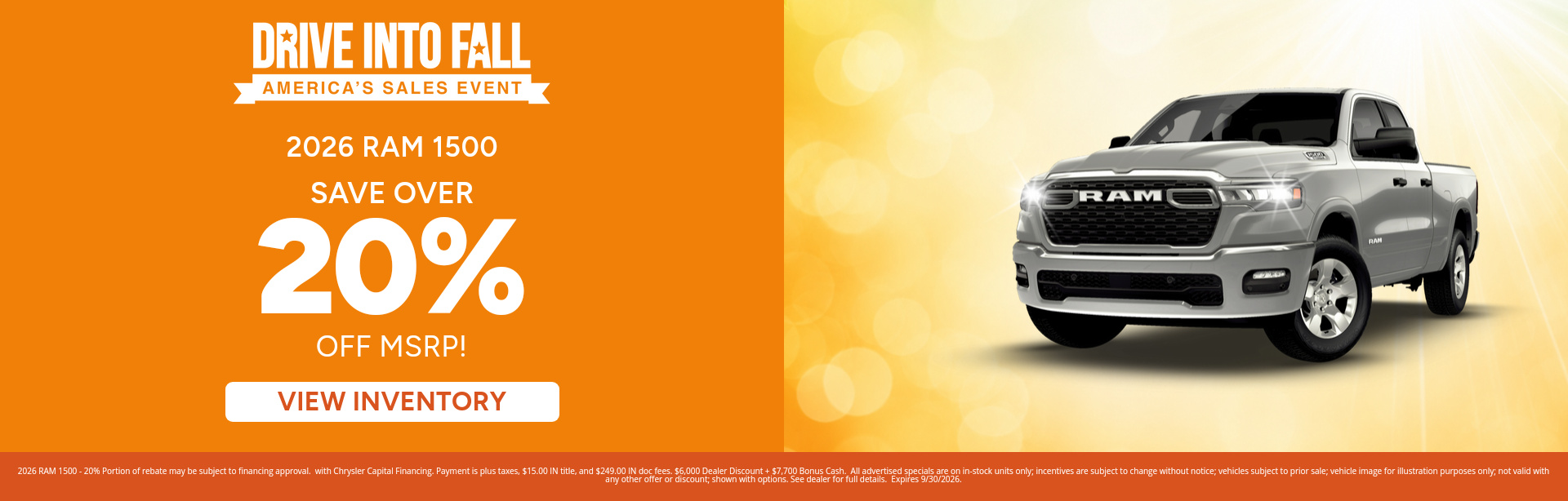 Rebate special on a 2026 RAM 1500 near Leo-Cedarville, Indiana