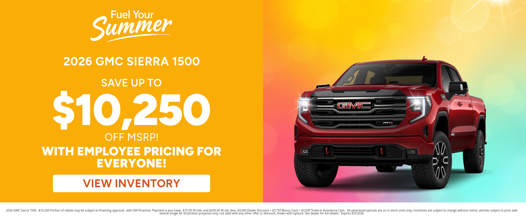 Rebate special on a 2026 GMC Sierra 1500 near South Bend, IN