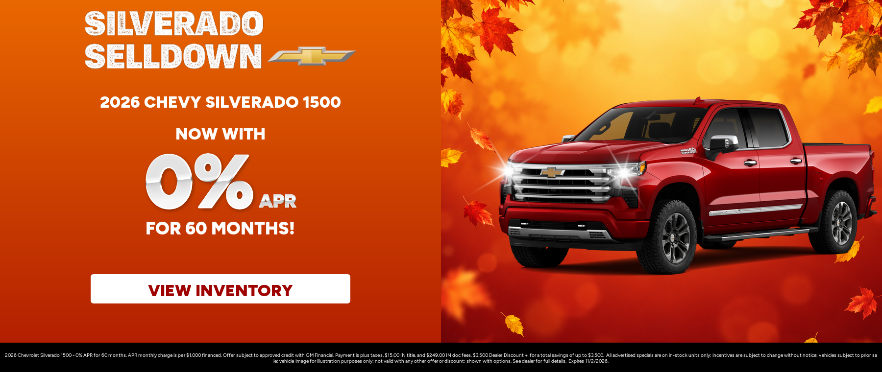Best finance rates on a 2026 Chevrolet Silverado 1500 near Kendallville, IN