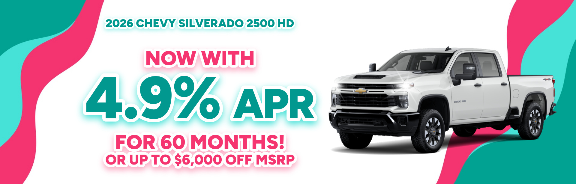 Save on a new 2026 Chevrolet Silverado 2500 HD with this special offer near Wabash, Indiana