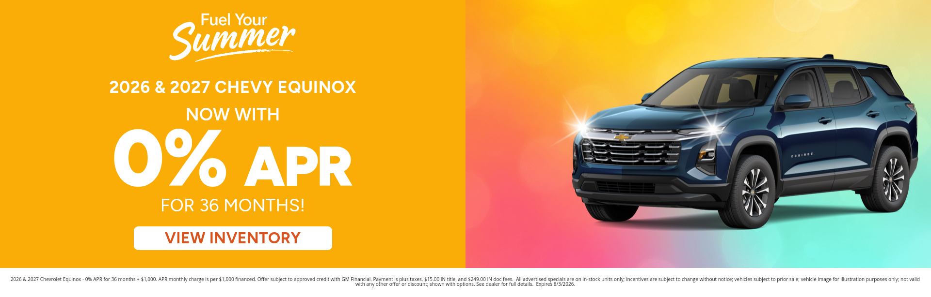 Best finance rates on a 2026 & 2027 Chevrolet Equinox near Wabash, IN
