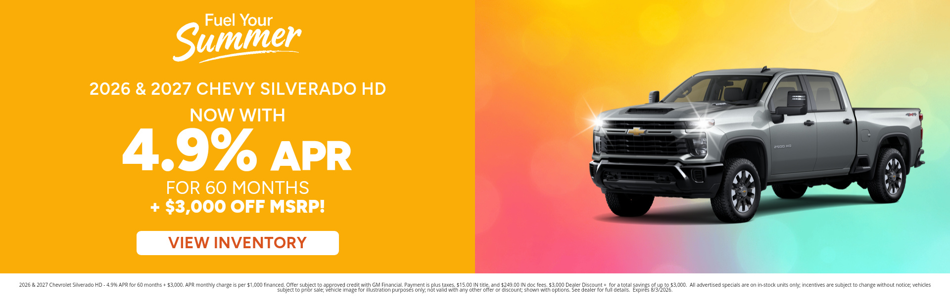 Best finance rates on a 2026 & 2027 Chevrolet Silverado HD near Peru, Indiana