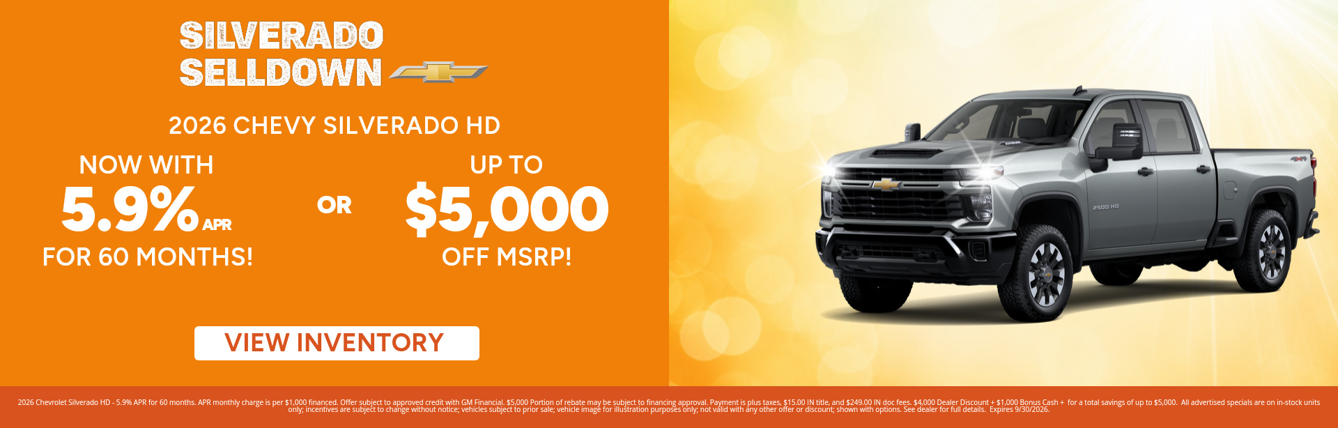Save on a new 2026 Chevrolet Silverado HD with this special offer near Wabash, Indiana