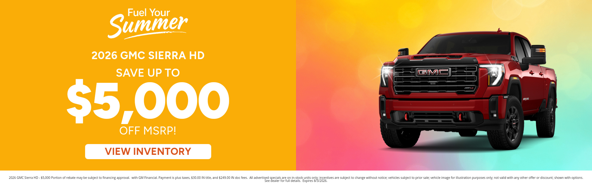 Rebate special on a 2026 GMC Sierra HD near Peru, IN