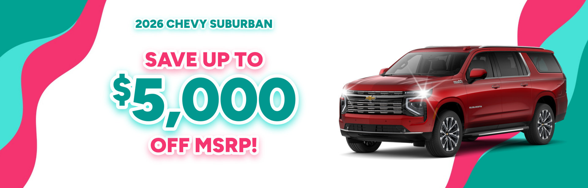 Rebate special on a 2026 Chevrolet Suburban near Peru, Indiana