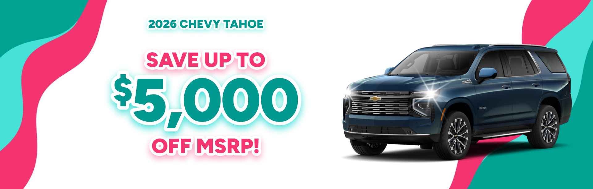 Rebate special on a 2026 Chevrolet Tahoe near Rochester, IN