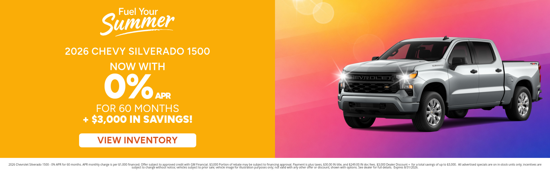 Save on a new 2026 Chevrolet Silverado 1500 with this special offer near Plymouth, IN