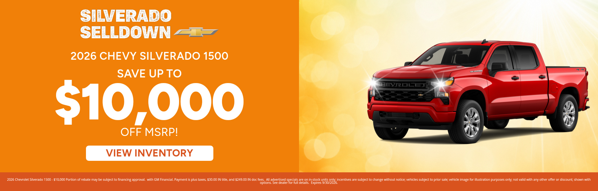Rebate special on a 2026 Chevrolet Silverado 1500 near Plymouth, Indiana