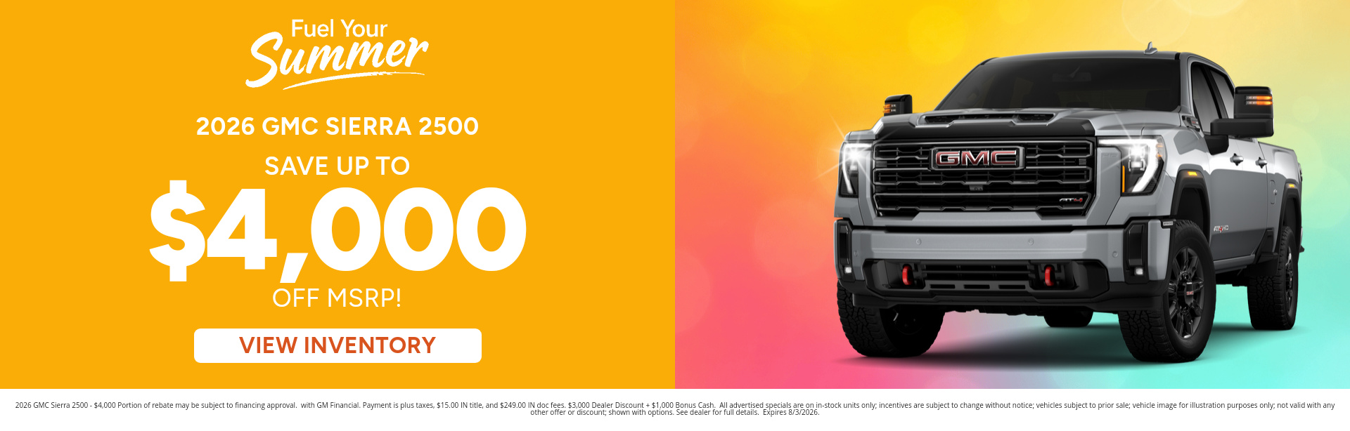Rebate special on a 2026 GMC Sierra 2500 near Marion, IN