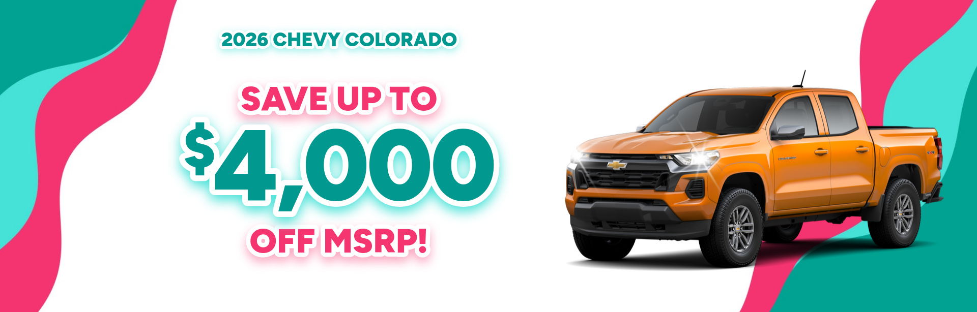 Rebate special on a 2026 Chevrolet Colorado near Huntington, Indiana