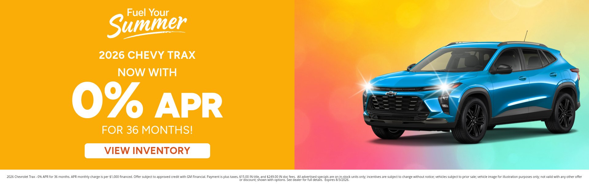Best finance rates on a 2026 Chevrolet Trax near Warsaw, Indiana
