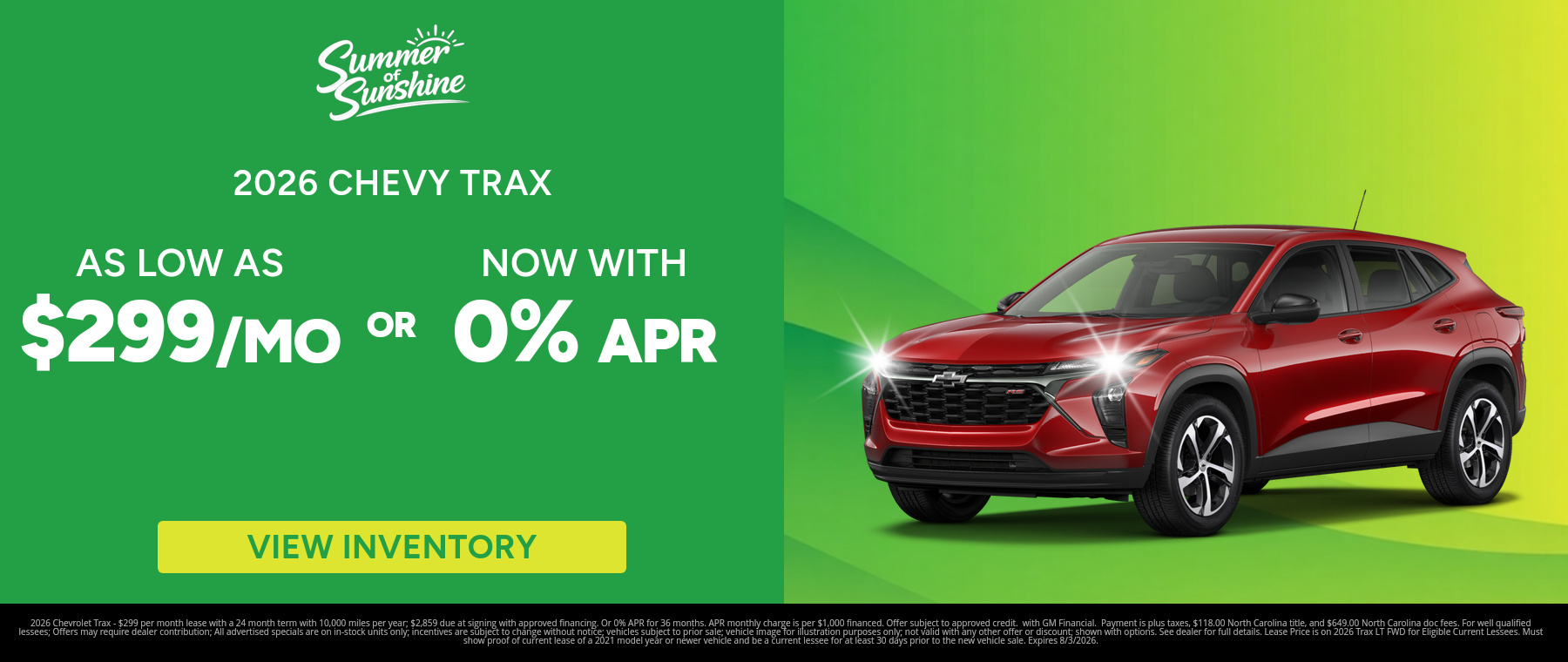 New 2026 Chevrolet Trax special offer near Asheville, North Carolina
