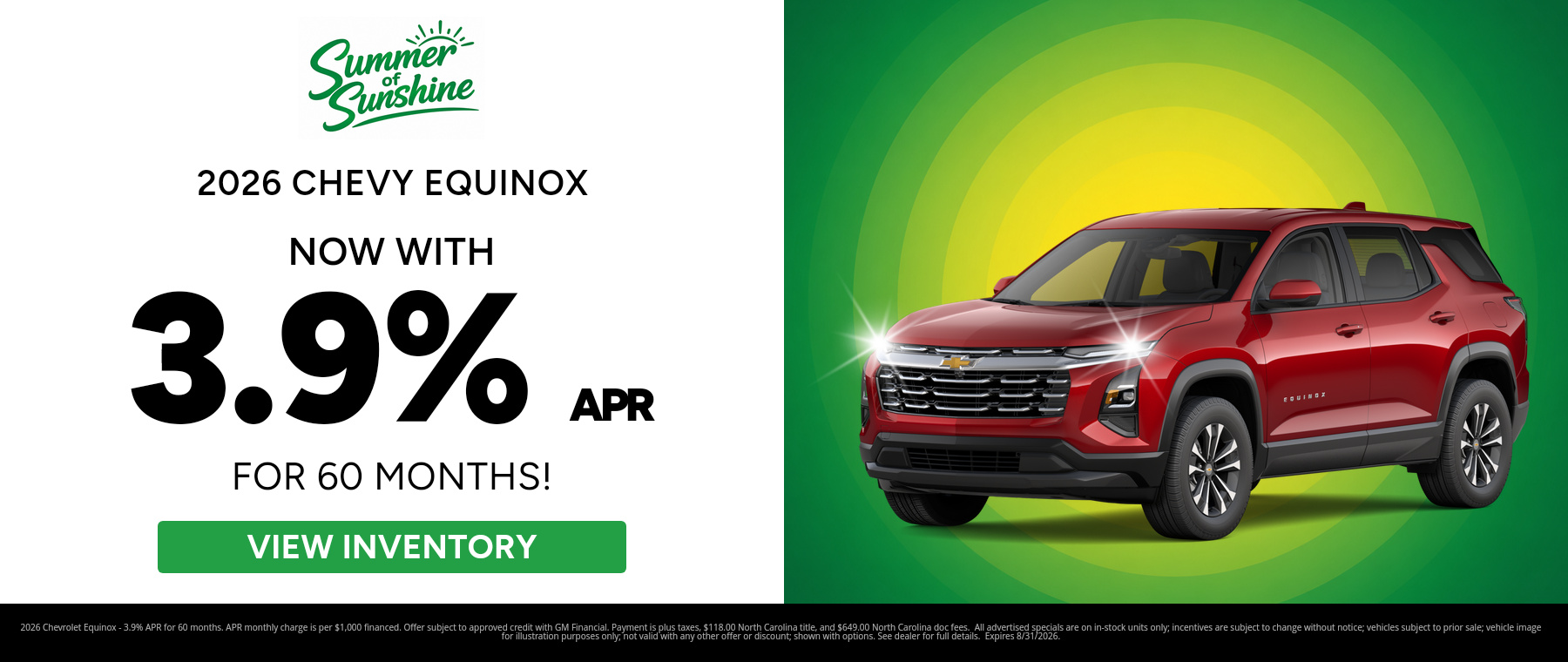 Best finance rates on a 2026 Chevrolet Equinox near Black Mountain, NC