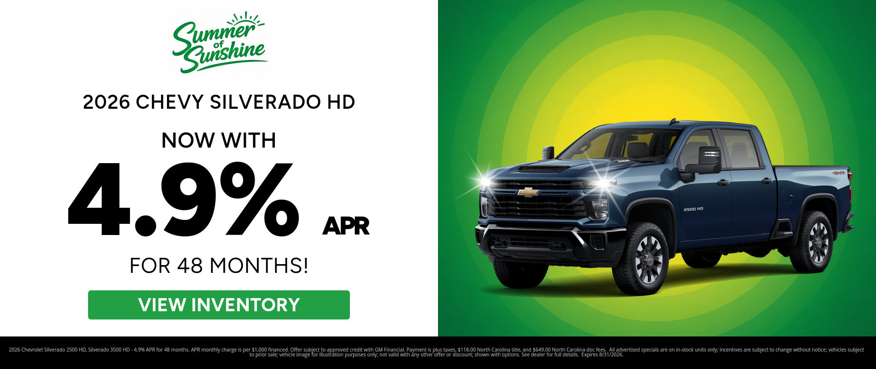 Best finance rates on a 2026 Chevrolet Silverado 2500 HD, Silverado 3500 HD near Hendersonville, NC
