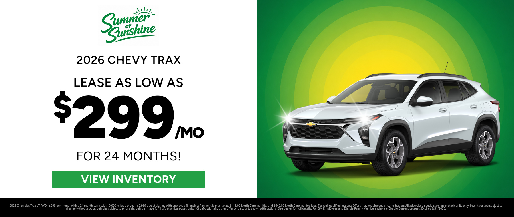 Best lease payments on a 2026 Chevrolet Trax near Black Mountain, NC