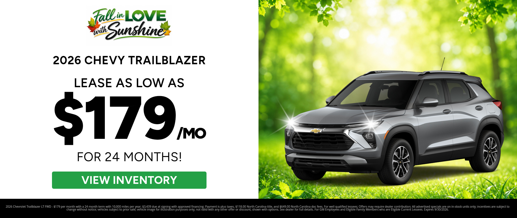Best lease payments on a 2026 Chevrolet Trailblazer near Hendersonville, North Carolina