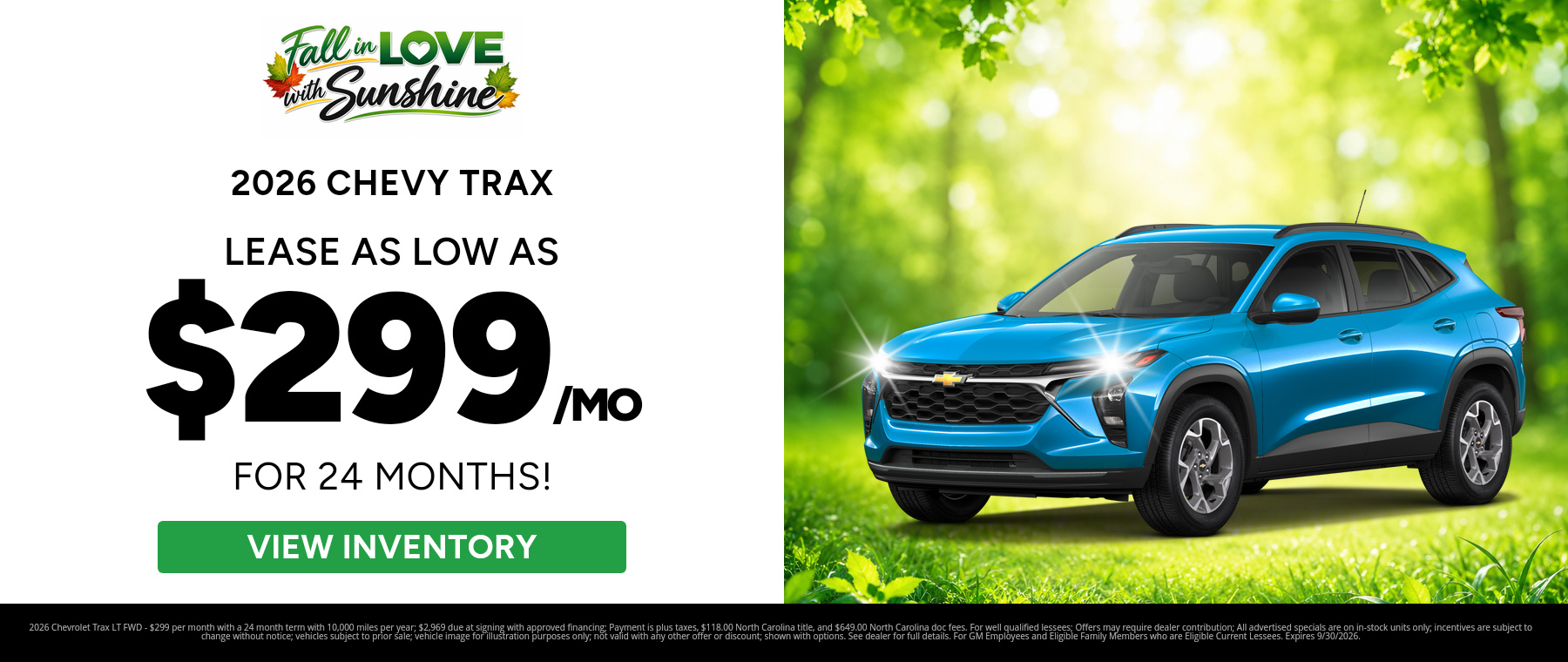 Best lease payments on a 2026 Chevrolet Trax near Arden, NC