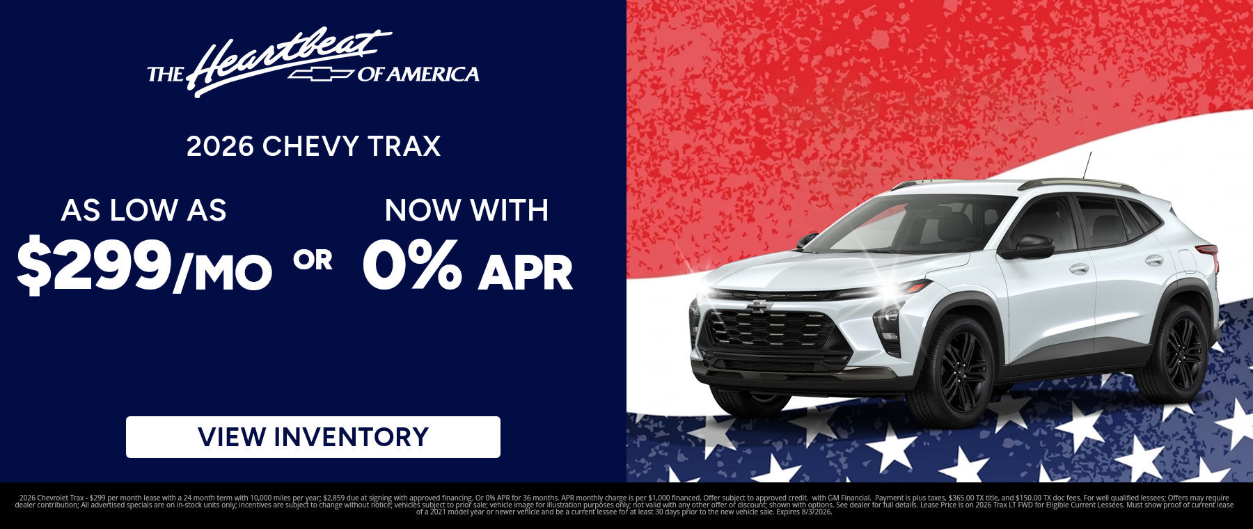 New 2026 Chevrolet Trax special offer near Alice, TX